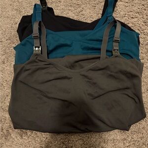 Set of Three Nursing Camisole Tanks - Black, Teal, and Olive